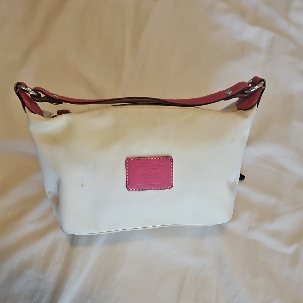 White and Pink Vintage Mini Coach Bag